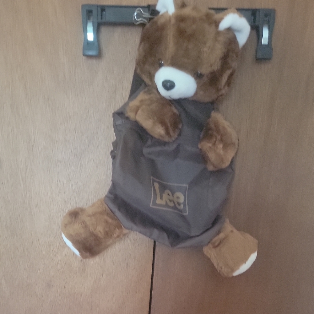 Lee Blue and Brown Plush Bear Bag